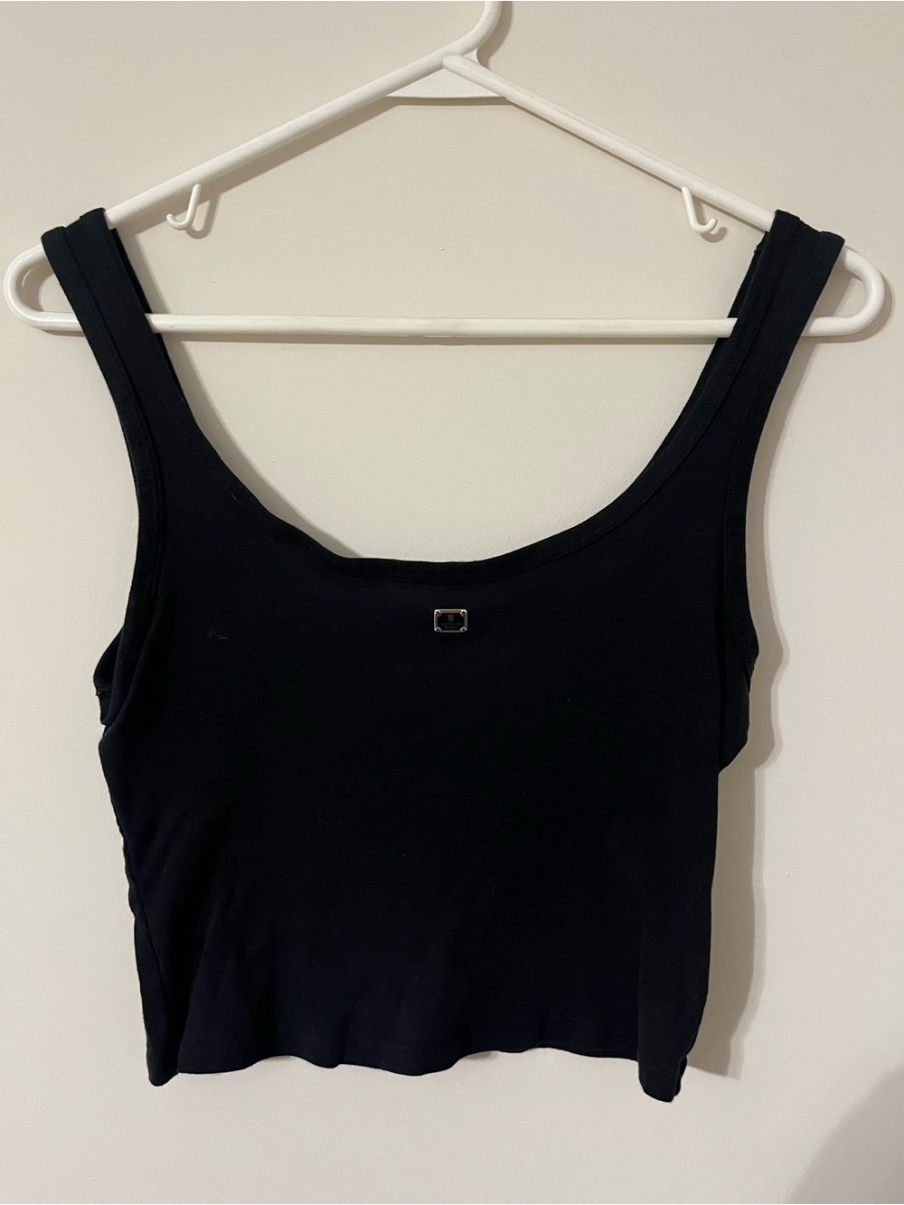 Victoria's Secret Black Scoop Neck Tank with Logo Accent